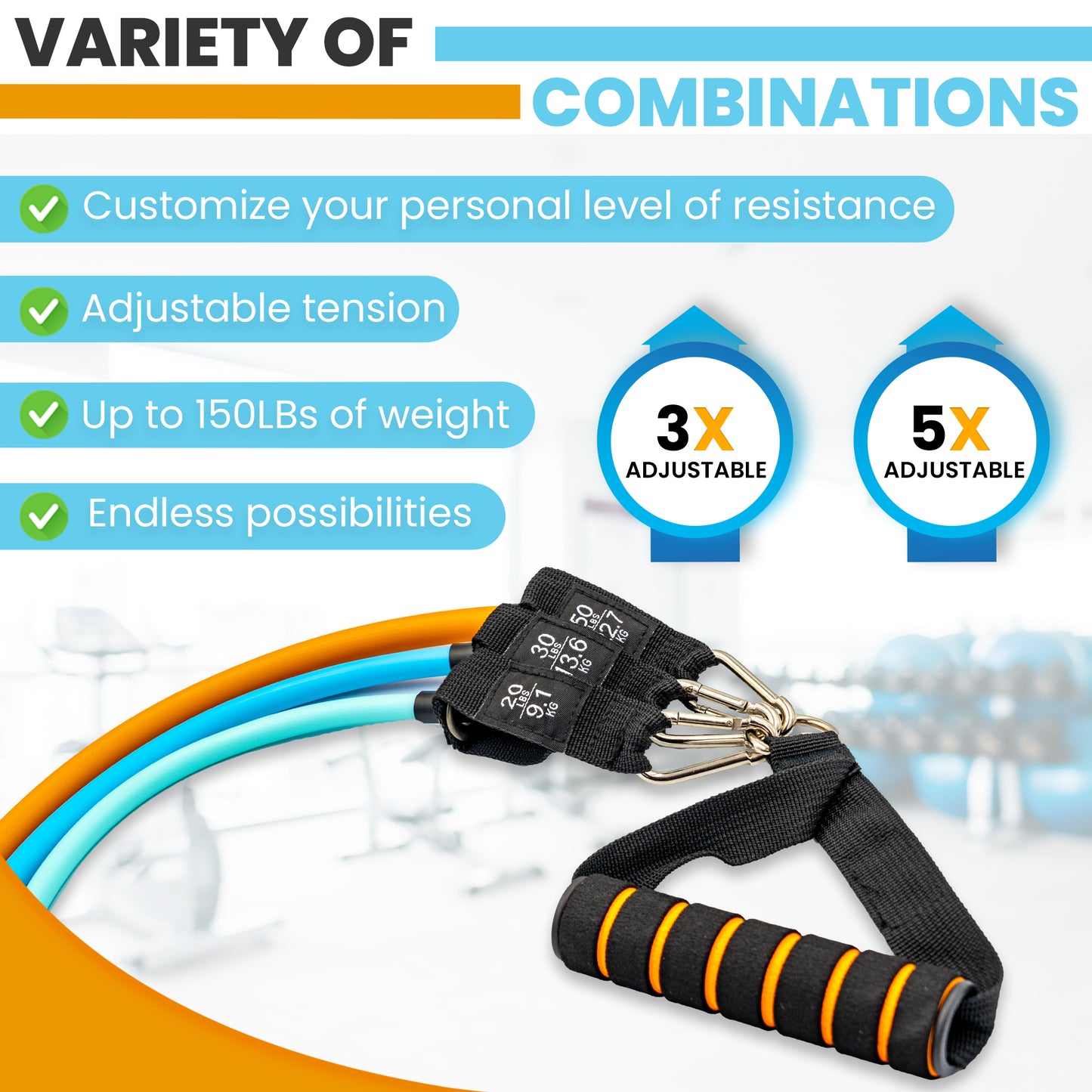JENNUINE FITNESS Resistance Band Handles Kit | Workout Anywhere