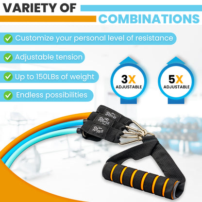 JENNUINE FITNESS Resistance Band Handles Kit | Workout Anywhere
