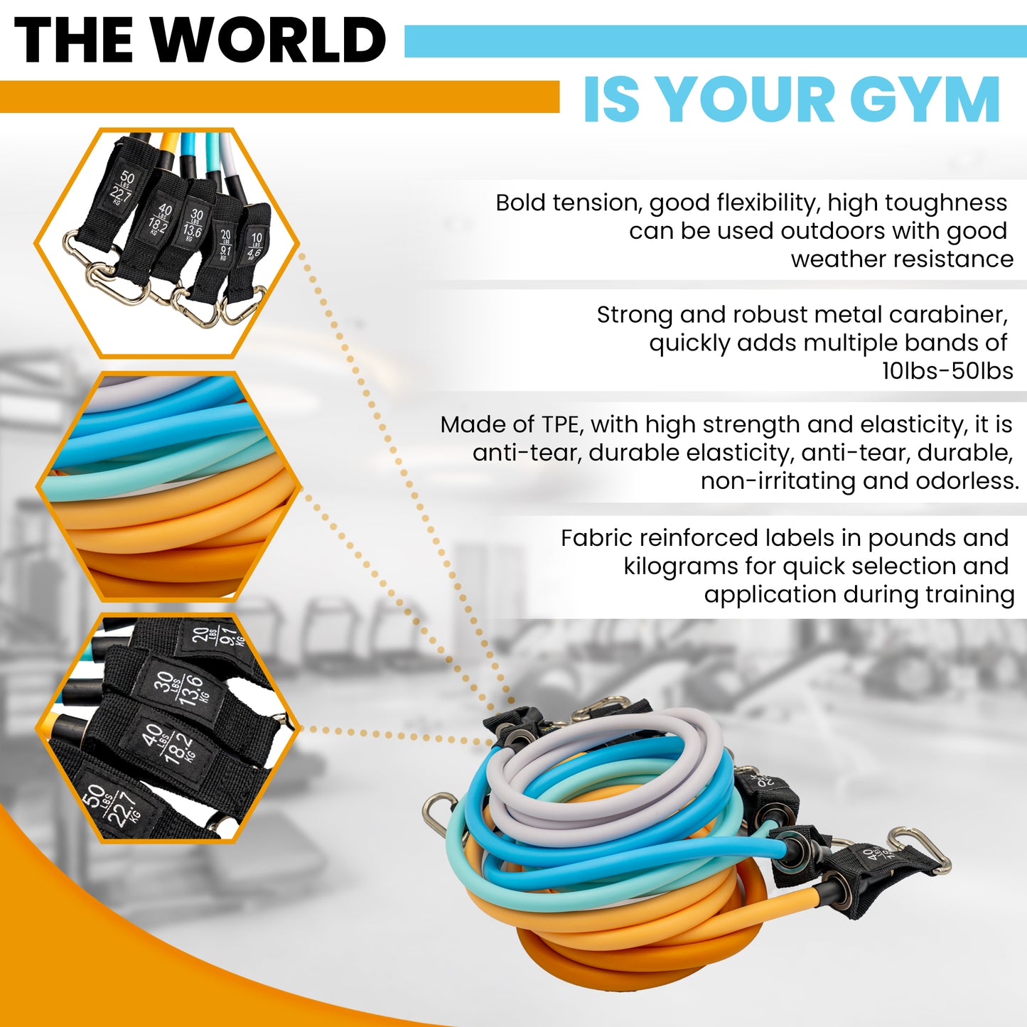 JENNUINE FITNESS Resistance Band Handles Kit | Workout Anywhere