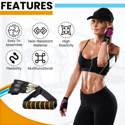 JENNUINE FITNESS Resistance Band Handles Kit | Workout Anywhere