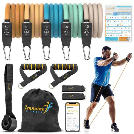JENNUINE FITNESS Resistance Band Handles Kit | Workout Anywhere
